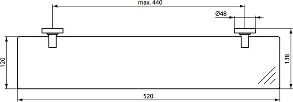 Полка Ideal Standard IOM прозрачное стекло