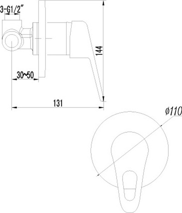 Смеситель Lemark Luna LM4123C С ВНУТРЕННЕЙ ЧАСТЬЮ, для душа