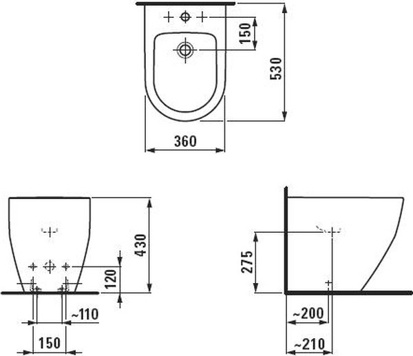 Биде напольное Laufen Pro 8.3295.2.000.302.1