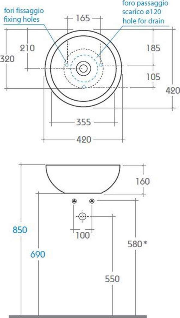 Рукомойник Globo Forty3 SC042.BI*0 42 см