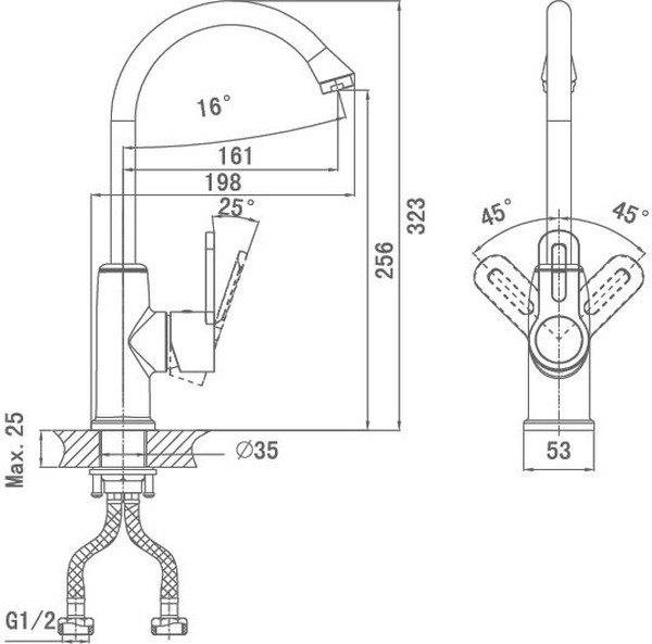 Смеситель D&K Paulinus Rhein DA1352401 для кухонной мойки