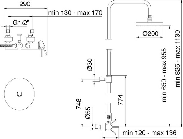 Душевая стойка Treemme Vela 5860.CC.VL.OLD