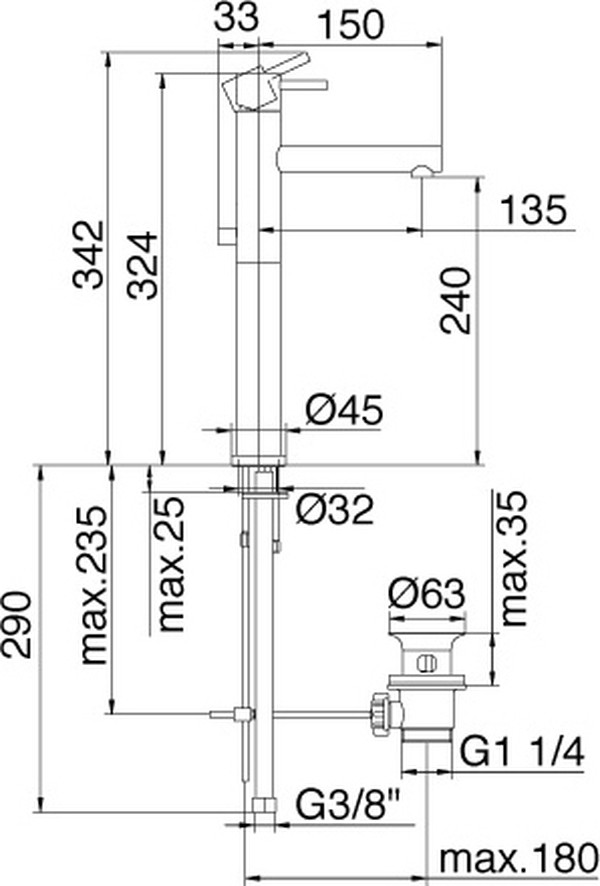 Смеситель Treemme Vela 5812.CC.VL для раковины