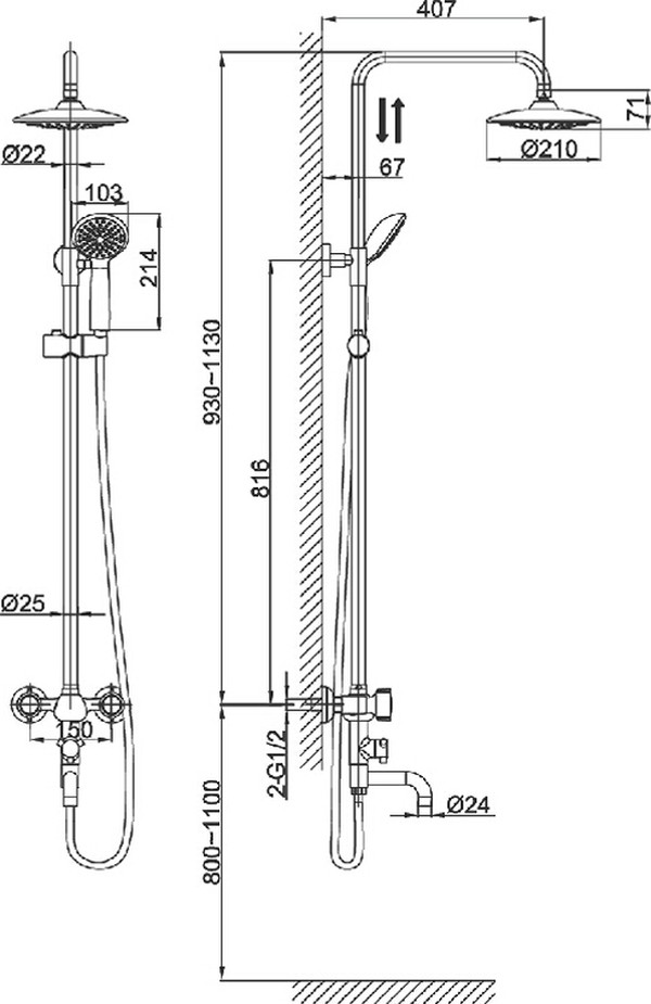 Душевая стойка D&K Torhall Hessen DA1414741B09