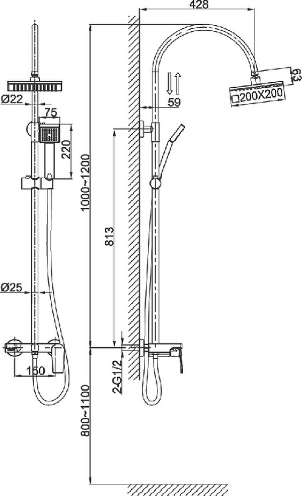 Душевая стойка D&K Lessing Rhein DA1323701C05