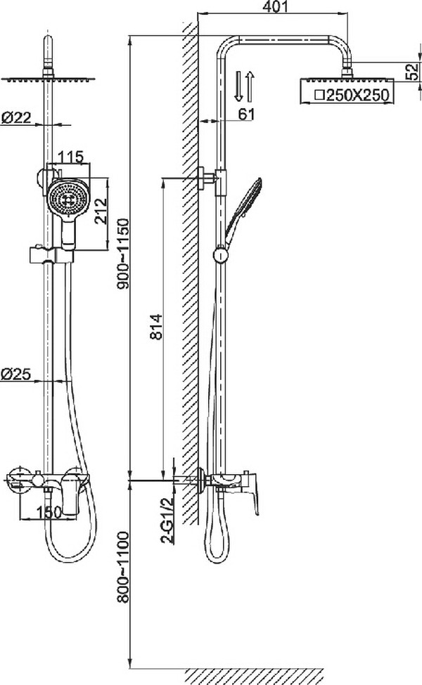 Душевая стойка D&K Reisling Rhein DA1273701B03