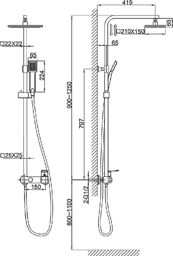 Душевая стойка D&K Speyer Rhein DA1313701A04