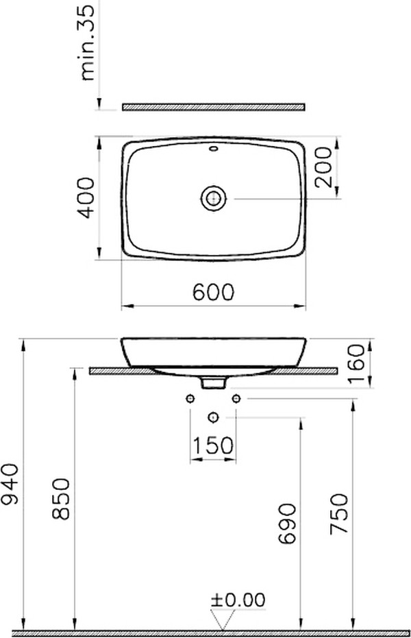 Раковина VitrA Metropole 5668B003-0012 60 см