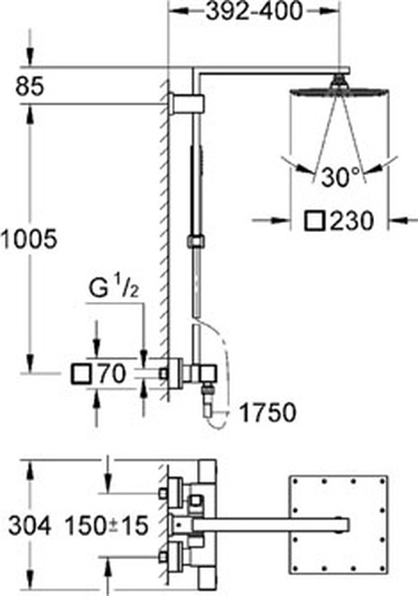 Душевая стойка Grohe Euphoria Cube XXL System 230