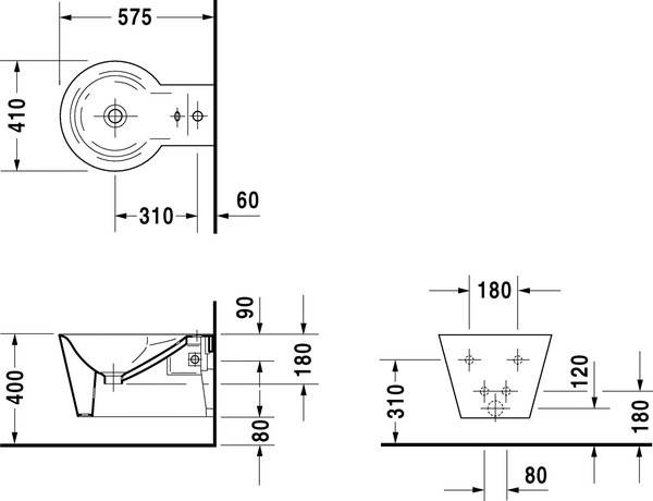 Биде подвесное Duravit Starck 1 02741500001-WG антигрязевое покрытие