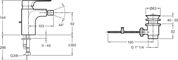 Смеситель Jacob Delafon Aleo+ E72316-CP для биде