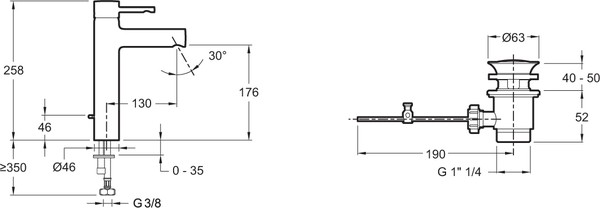 Смеситель Jacob Delafon Cuff E37303-CP для раковины