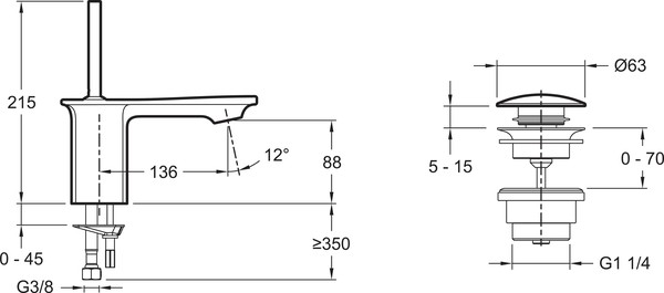 Смеситель Jacob Delafon Stance E14760-CP для раковины