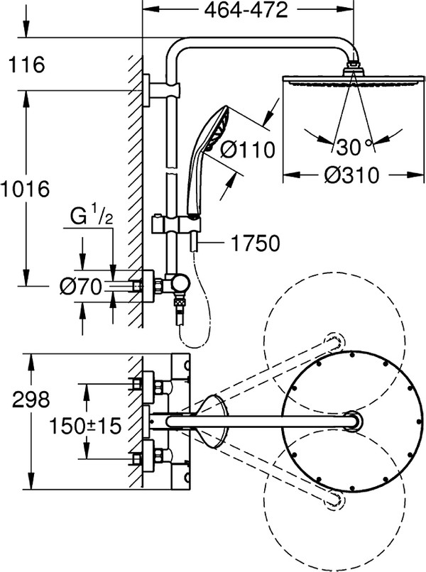 Душевая стойка Grohe Euphoria XXL System 310 26075000