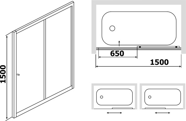 Шторка на ванну RGW Screens SC-42 1500x1500 стекло шиншилла