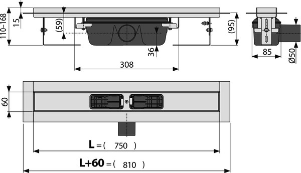 Душевой лоток AlcaPlast APZ6 750 с опорами