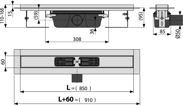 Душевой лоток AlcaPlast APZ6 850 с опорами