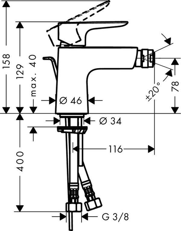 Смеситель Hansgrohe Talis E 71720000 для биде