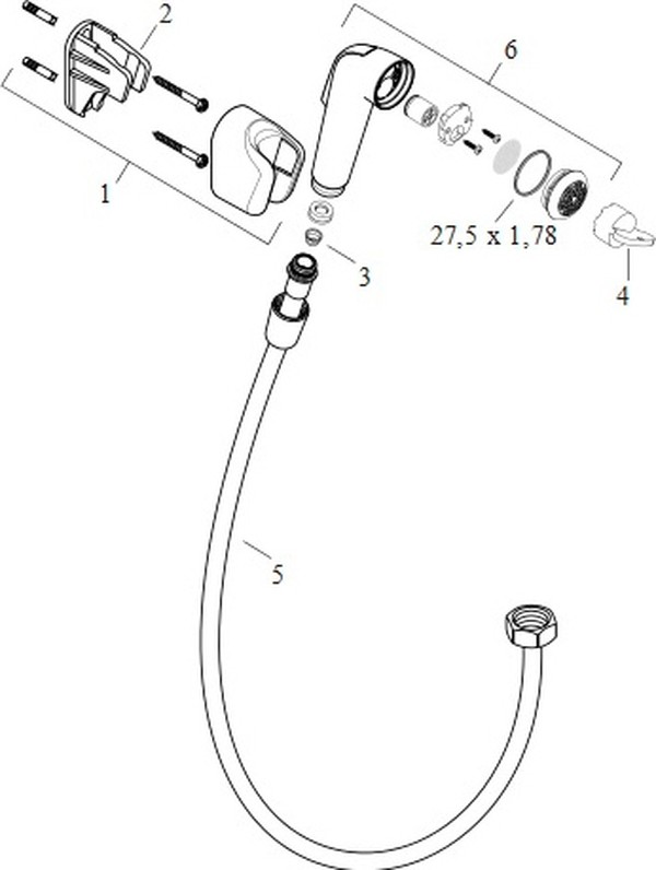 Гигиенический душ Hansgrohe 32122000 со шлангом 1,6 м