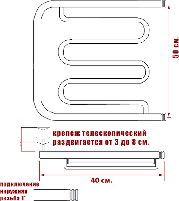 Полотенцесушитель водяной Ника Econ ПМ-2 50/40