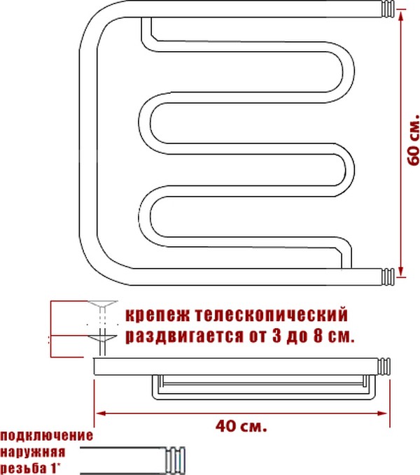 Полотенцесушитель водяной Ника Econ ПМ-2 60/40