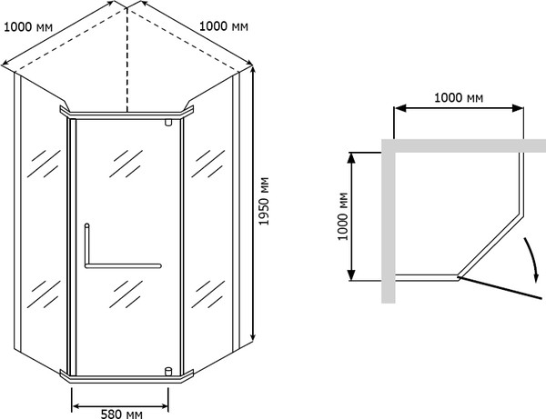 Душевой уголок RGW Passage PA-81 1000x1000x1950 профиль хром, стекло матовое