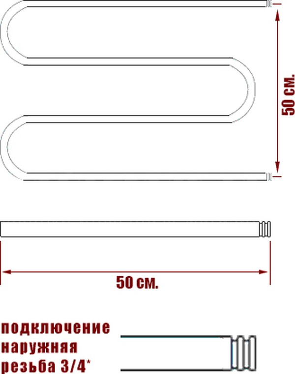 Полотенцесушитель водяной Ника Simple М-3/4 50/50