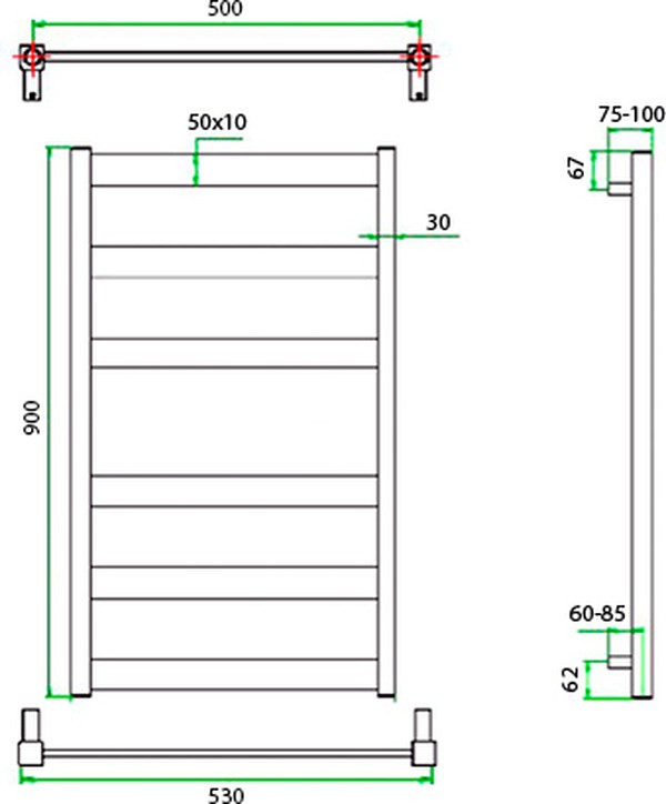 Полотенцесушитель водяной Grota Brezza 53x90