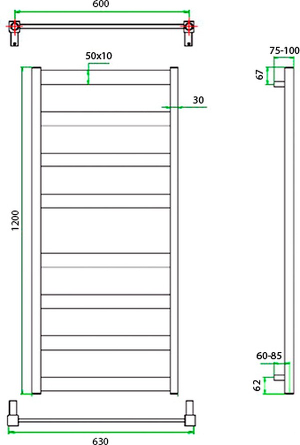 Полотенцесушитель водяной Grota Brezza 63x120