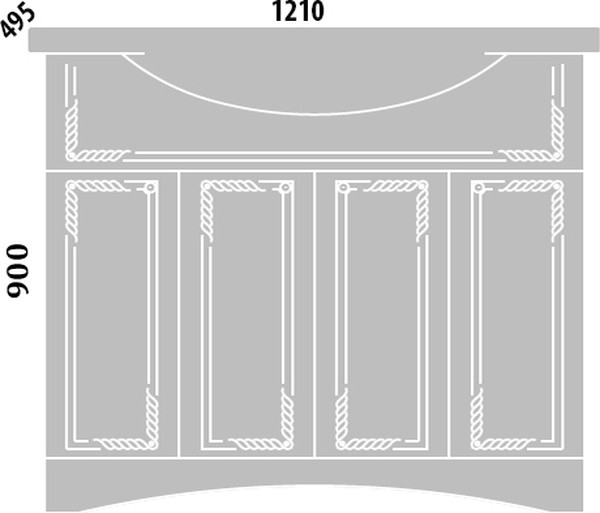 Тумба с раковиной Sanflor Элен 120 белая, патина серебро