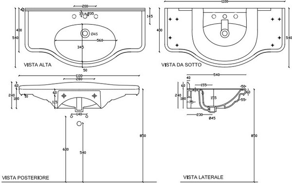 Раковина Galassia Ethos 8435 110 см, 3 отверстия