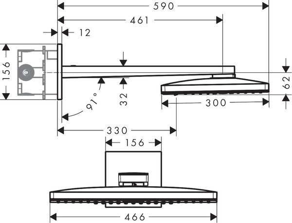 Верхний душ Hansgrohe Rainmaker Select 460 24007400