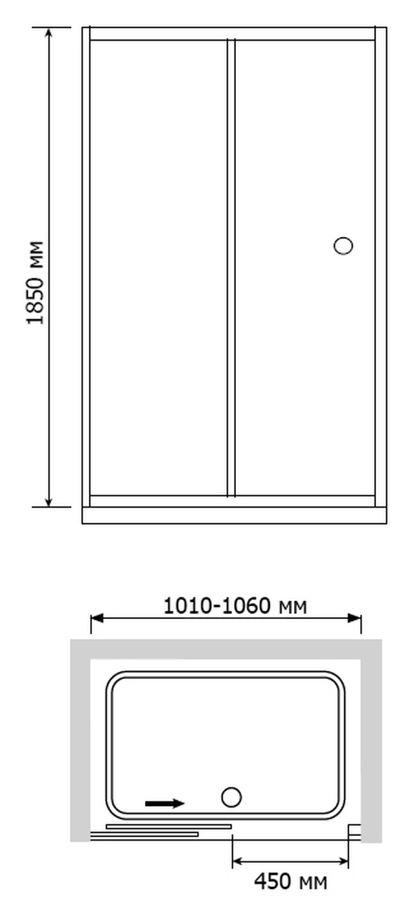 Душевая дверь в нишу RGW Classic CL-12 (1010-1060)x1850 стекло чистое