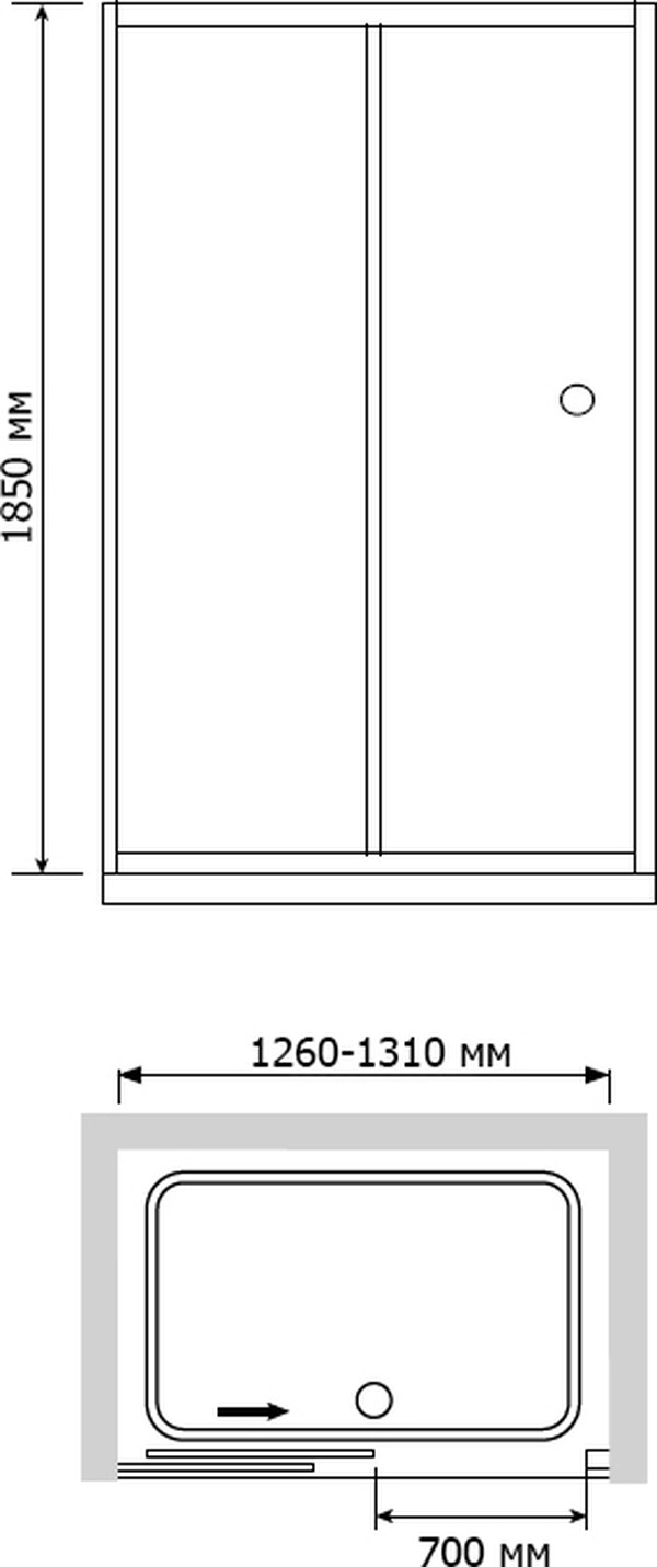 Душевая дверь в нишу RGW Classic CL-12 (1260-1310)x1850 стекло чистое