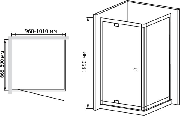 Душевой уголок RGW Passage PA-43 (960-1010)x700 стекло чистое