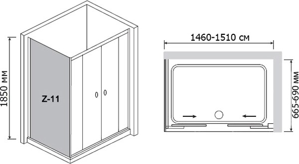 Душевой уголок RGW Classic CL-43 (1460-1510)x700 чистое стекло