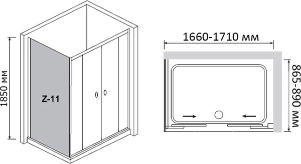 Душевой уголок RGW Classic CL-43 (1660-1710)x900 чистое стекло