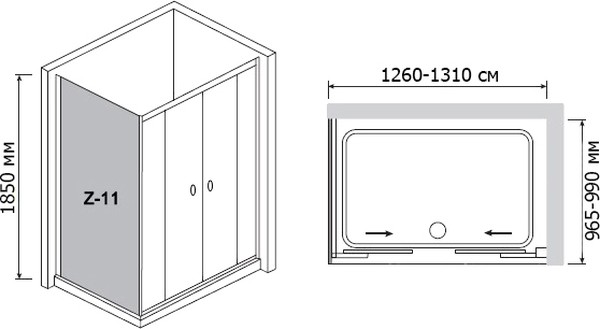 Душевой уголок RGW Classic CL-43 (1260-1310)x1000 чистое стекло