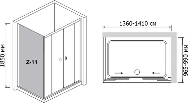 Душевой уголок RGW Classic CL-43 (1360-1410)x1000 чистое стекло