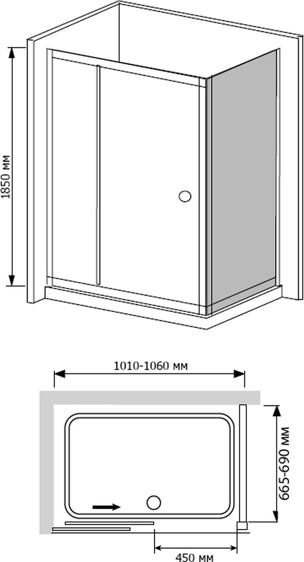 Душевой уголок RGW Classic CL-45 (1010-1060)x700x1850 стекло чистое