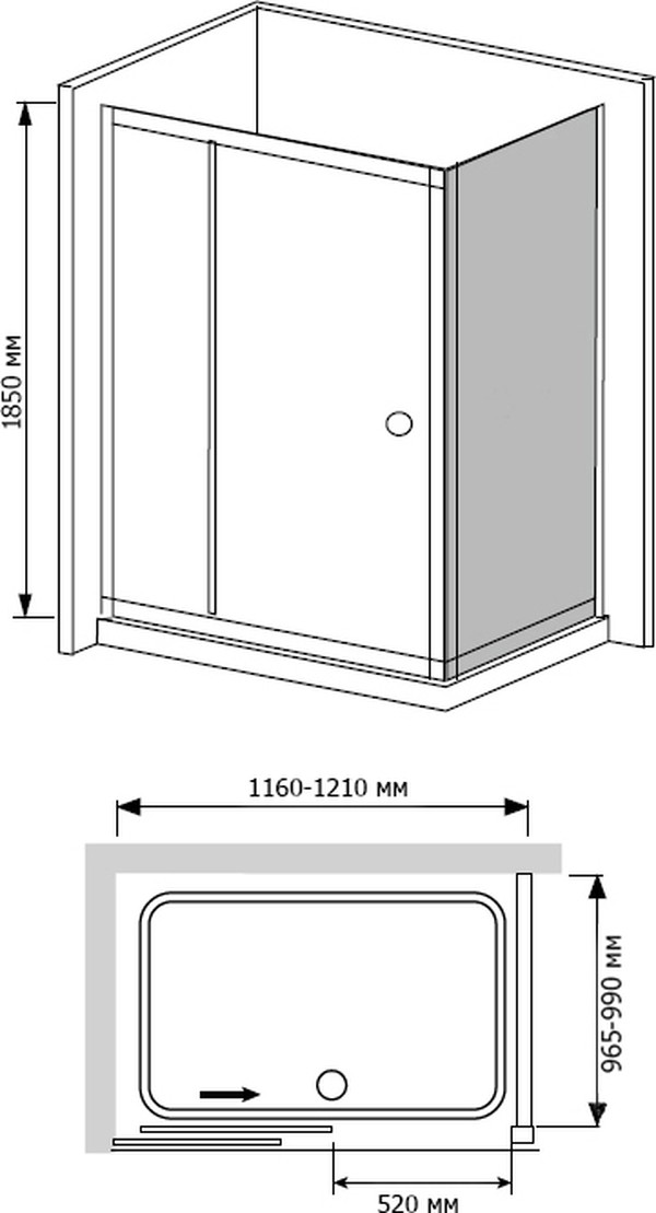 Душевой уголок RGW Classic CL-45 (1160-1210)x1000x1850 стекло чистое