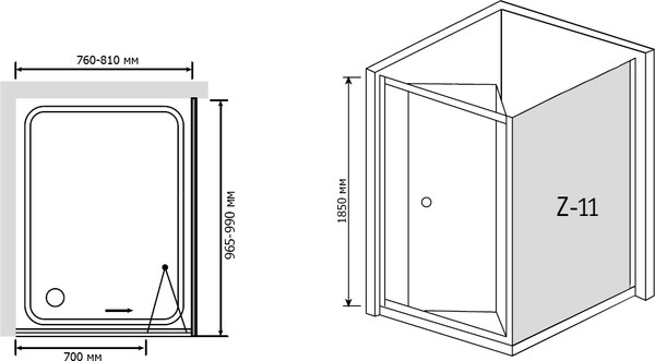 Душевой уголок RGW Classic CL-41 (760-810)x1000x1850 стекло чистое