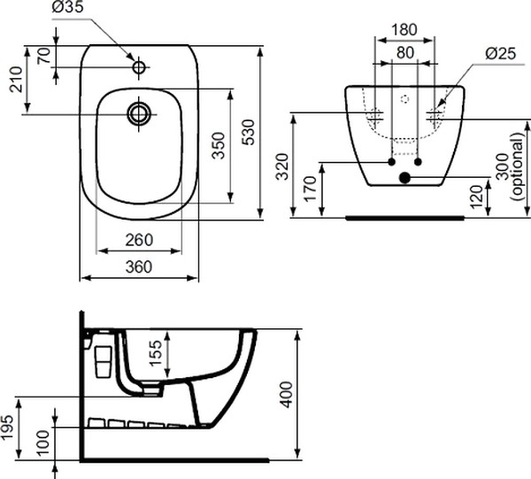 Биде подвесное Ideal Standard Tesi T355201