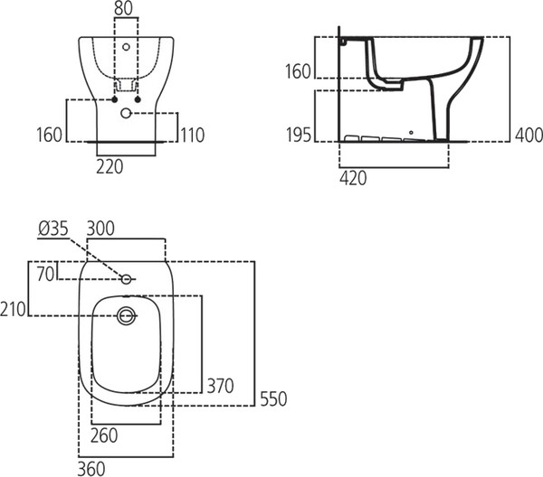 Биде напольное Ideal Standard Tesi T354001