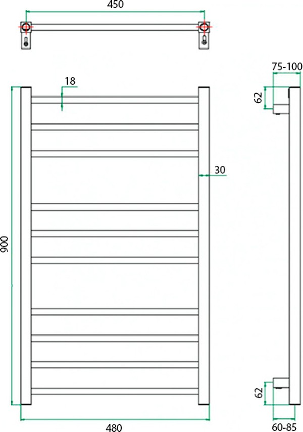 Полотенцесушитель электрический Grota Eco Classic 48x90