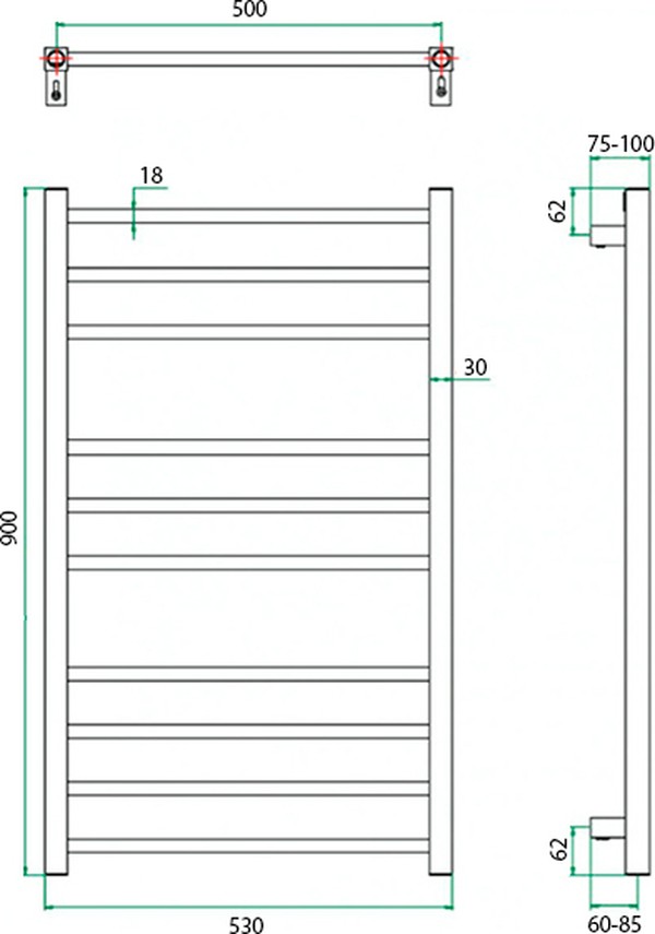 Полотенцесушитель электрический Grota Eco Classic 53x90