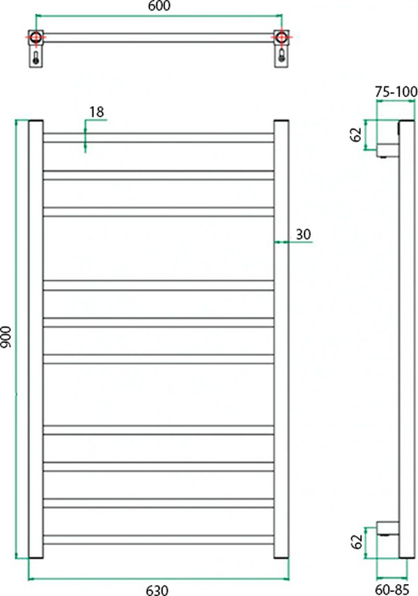 Полотенцесушитель электрический Grota Eco Classic 63x90