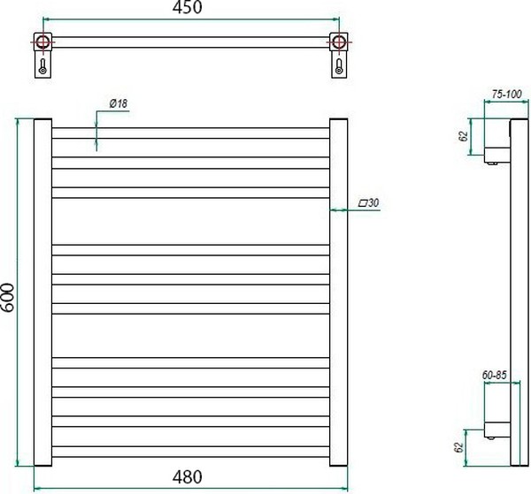 Полотенцесушитель электрический Grota Classic 48x60