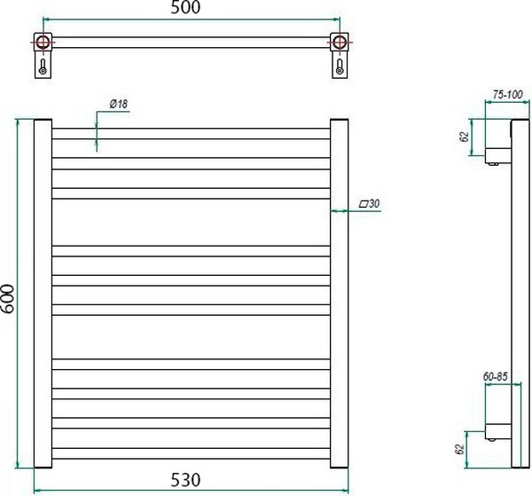 Полотенцесушитель электрический Grota Classic 53x60