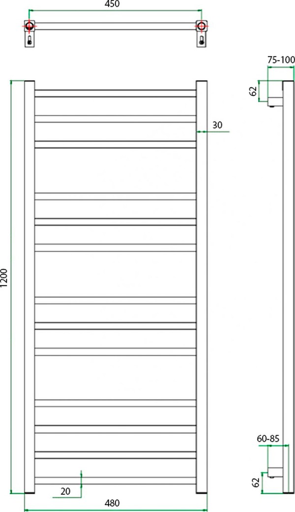 Полотенцесушитель электрический Grota Estro 48x120